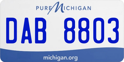 MI license plate DAB8803