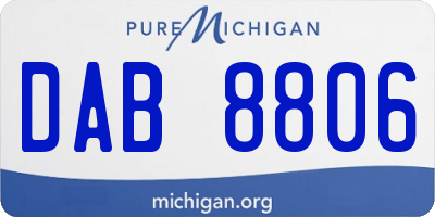 MI license plate DAB8806