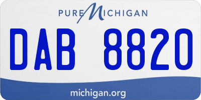 MI license plate DAB8820