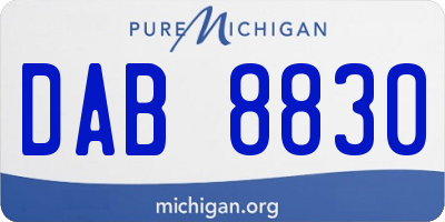 MI license plate DAB8830