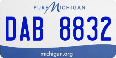 MI license plate DAB8832