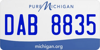 MI license plate DAB8835
