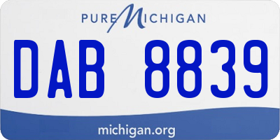 MI license plate DAB8839