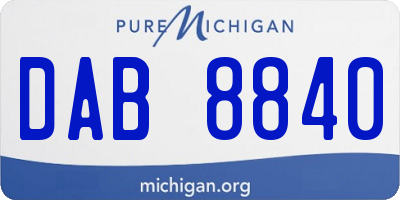 MI license plate DAB8840