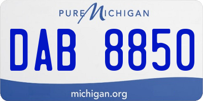 MI license plate DAB8850