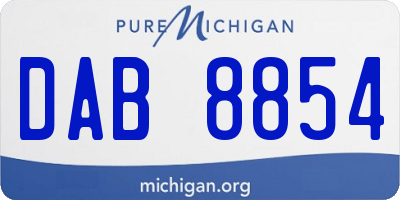MI license plate DAB8854