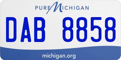 MI license plate DAB8858