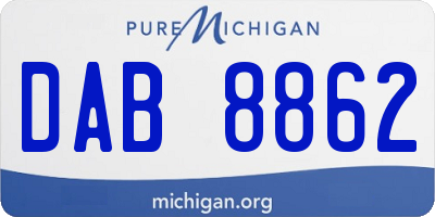 MI license plate DAB8862