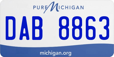 MI license plate DAB8863