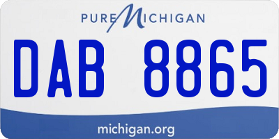 MI license plate DAB8865
