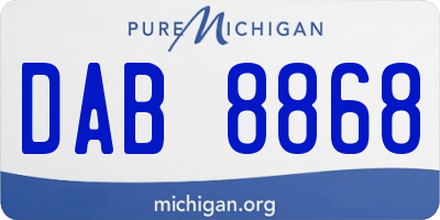 MI license plate DAB8868
