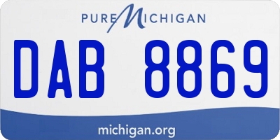 MI license plate DAB8869