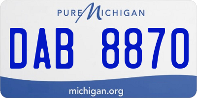 MI license plate DAB8870