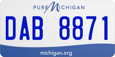 MI license plate DAB8871