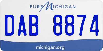 MI license plate DAB8874