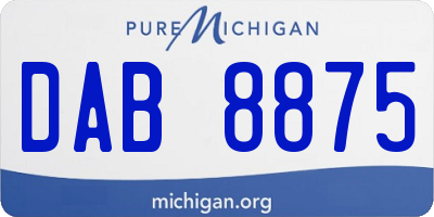 MI license plate DAB8875