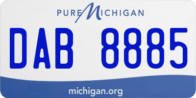 MI license plate DAB8885