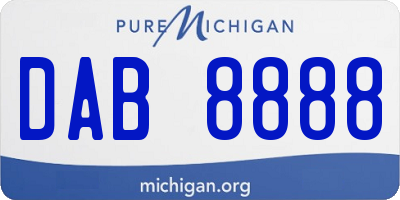 MI license plate DAB8888