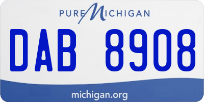 MI license plate DAB8908