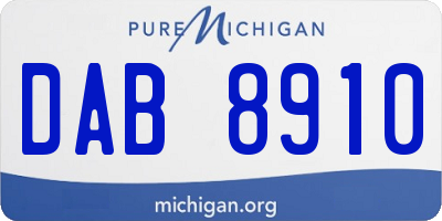 MI license plate DAB8910