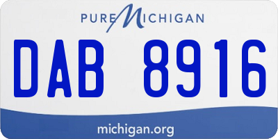 MI license plate DAB8916