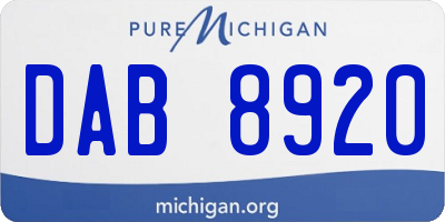 MI license plate DAB8920