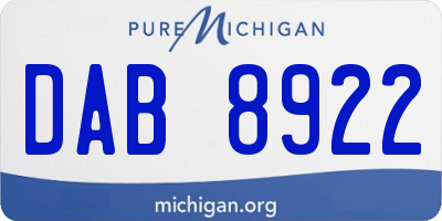MI license plate DAB8922