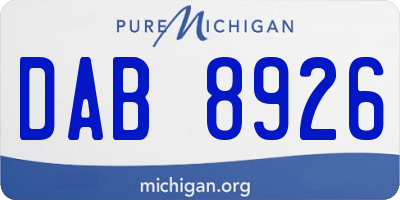 MI license plate DAB8926