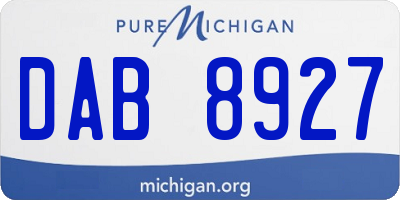 MI license plate DAB8927