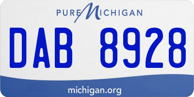 MI license plate DAB8928