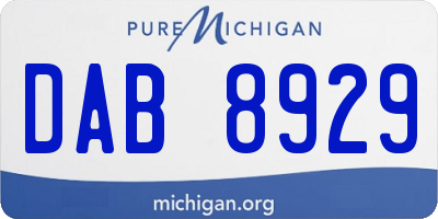 MI license plate DAB8929