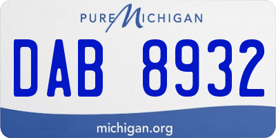 MI license plate DAB8932