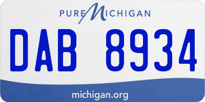 MI license plate DAB8934