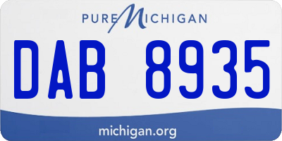 MI license plate DAB8935