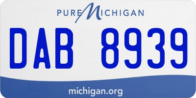 MI license plate DAB8939