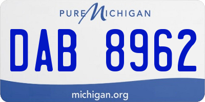 MI license plate DAB8962