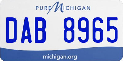 MI license plate DAB8965
