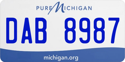 MI license plate DAB8987