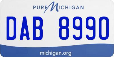 MI license plate DAB8990