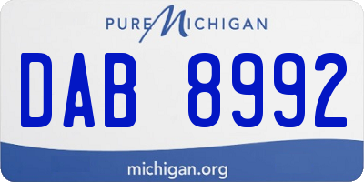 MI license plate DAB8992