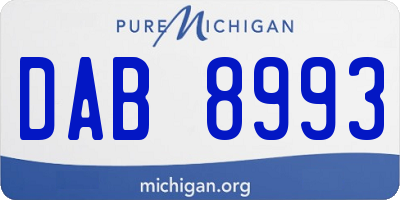 MI license plate DAB8993