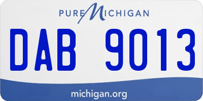 MI license plate DAB9013