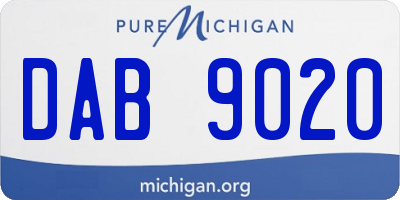 MI license plate DAB9020