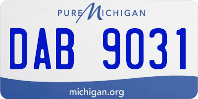 MI license plate DAB9031