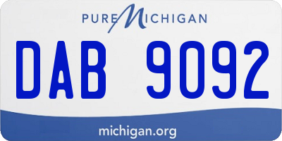 MI license plate DAB9092