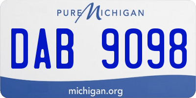 MI license plate DAB9098