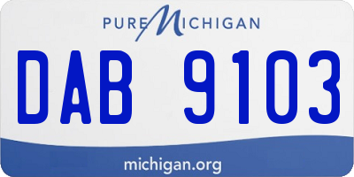 MI license plate DAB9103