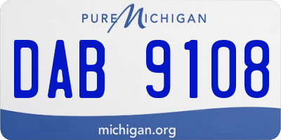 MI license plate DAB9108
