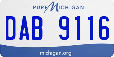 MI license plate DAB9116