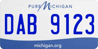 MI license plate DAB9123